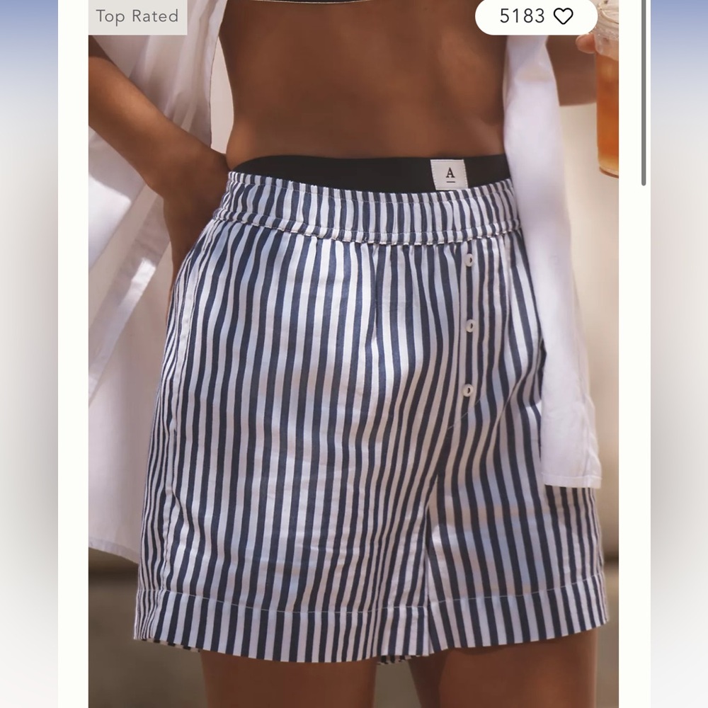 NWT Anthropologie Navy Stripe Boxer Shorts